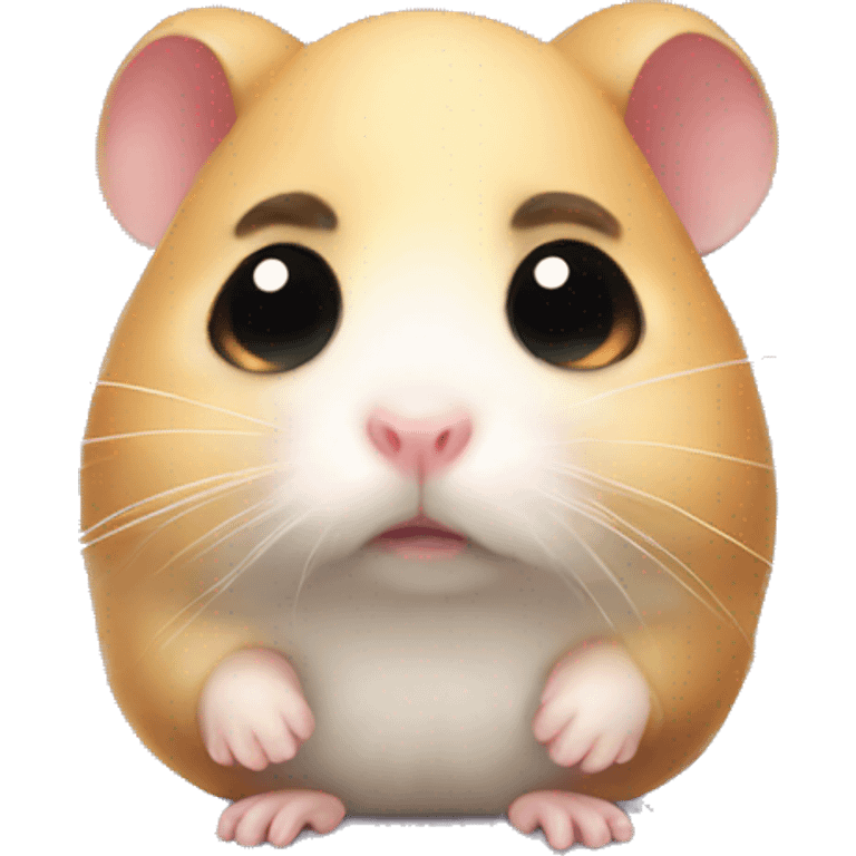 Sad hamster with eyelashes and a bow emoji