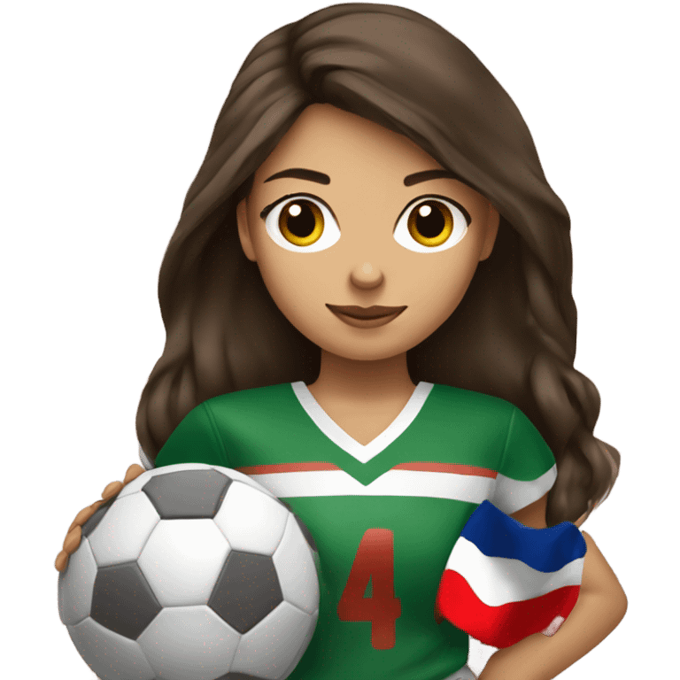 Brunette hair brown eye girl playing flag football emoji