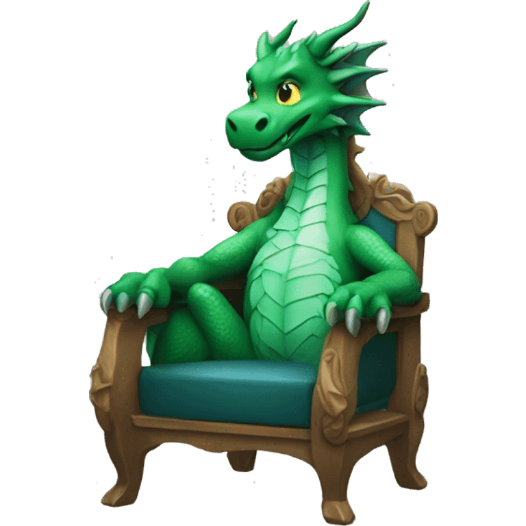 dragon assis sur une chaise avec des écouteurs emoji