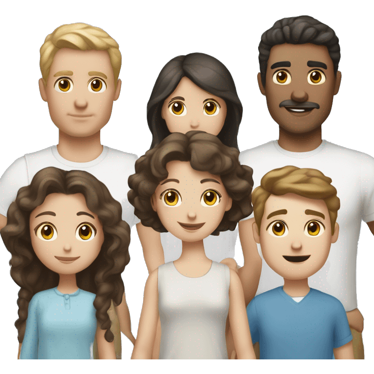 Dark hair light skin pale blue eye man, dark hair pale light skin brown eye woman, light brown hair white skin little girl together as a family  emoji