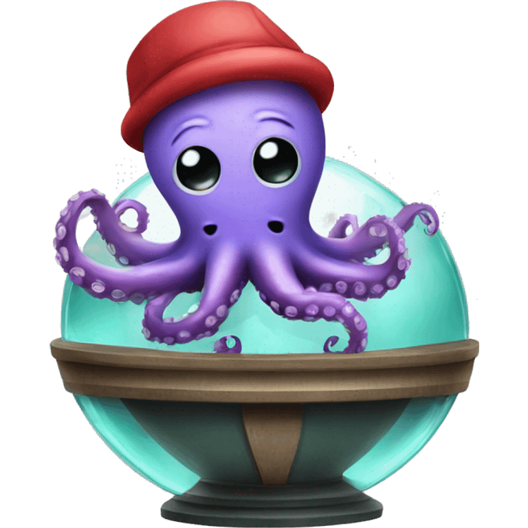 Cute octopus surgeon sitting on a crystal ball emoji