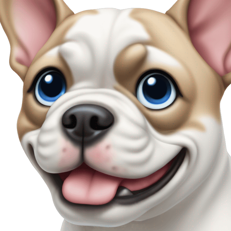 french bull dog white with a blue eye emoji