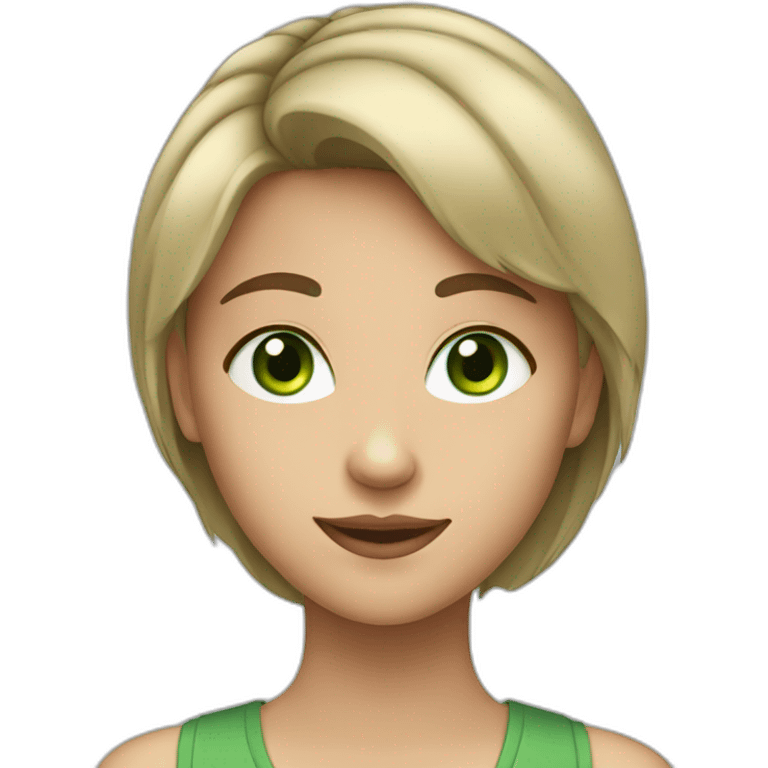 14year girl with green eyes in minimal cartoon style emoji