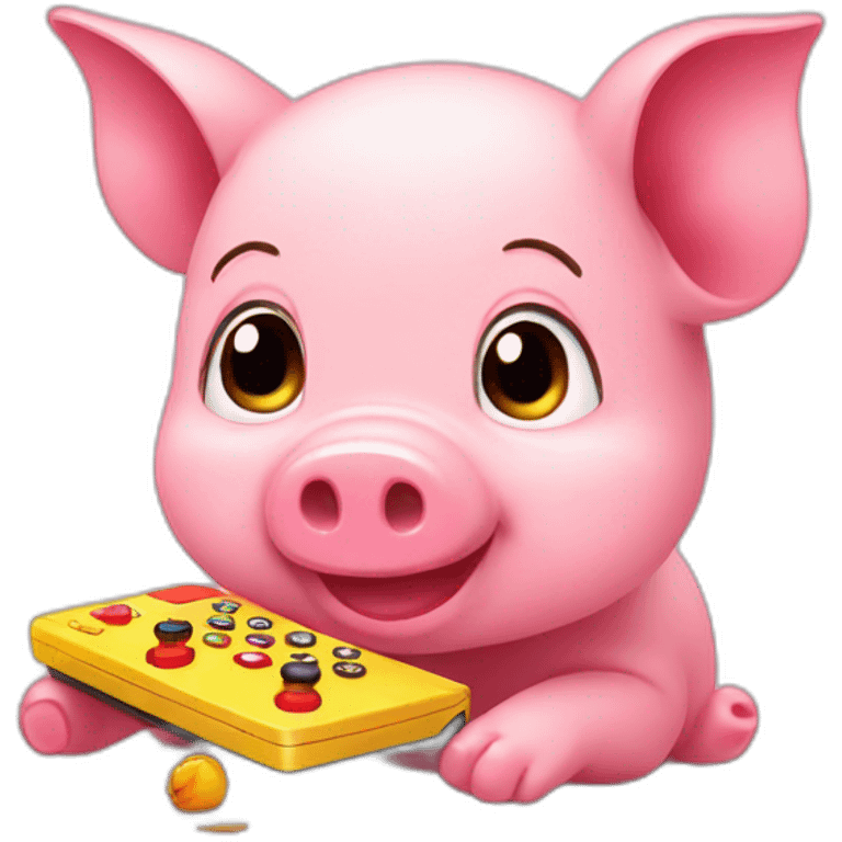 piglet playing videos games emoji