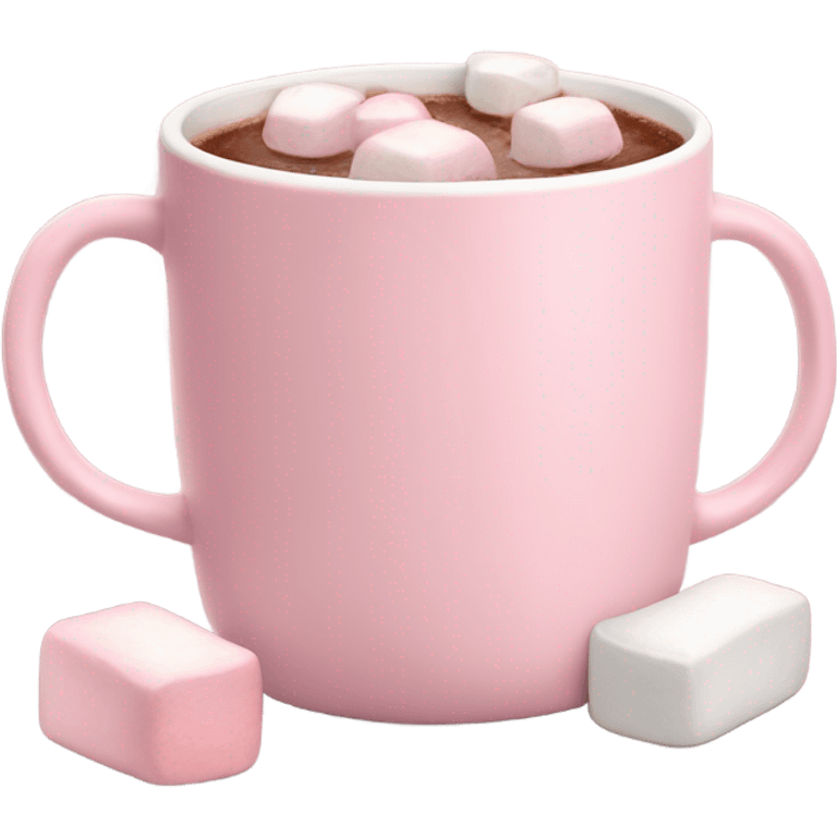 Light Pink mug of hot chocolate with marshmallows  emoji