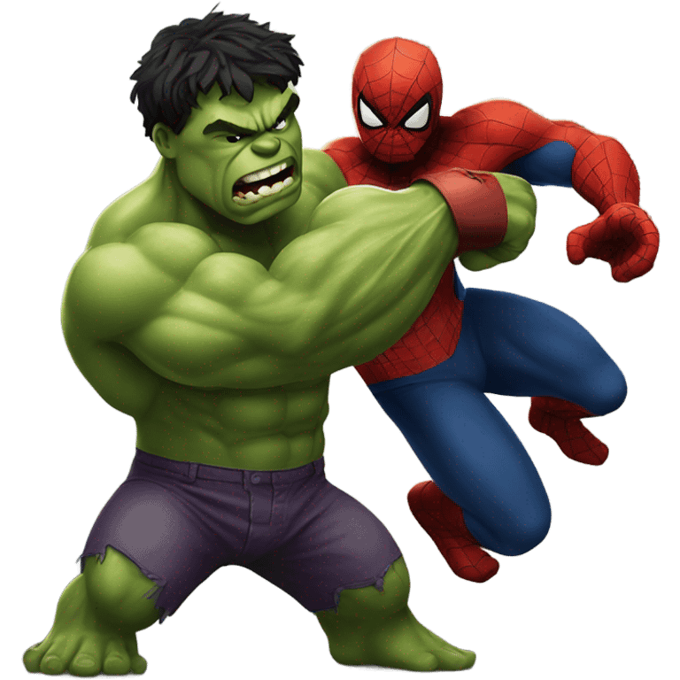 Hulk fight to spiderman emoji