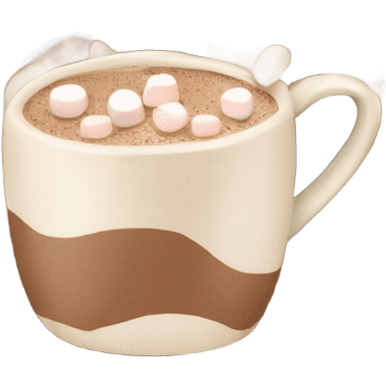 Light beige mug of hot chocolate with marshmallows  emoji