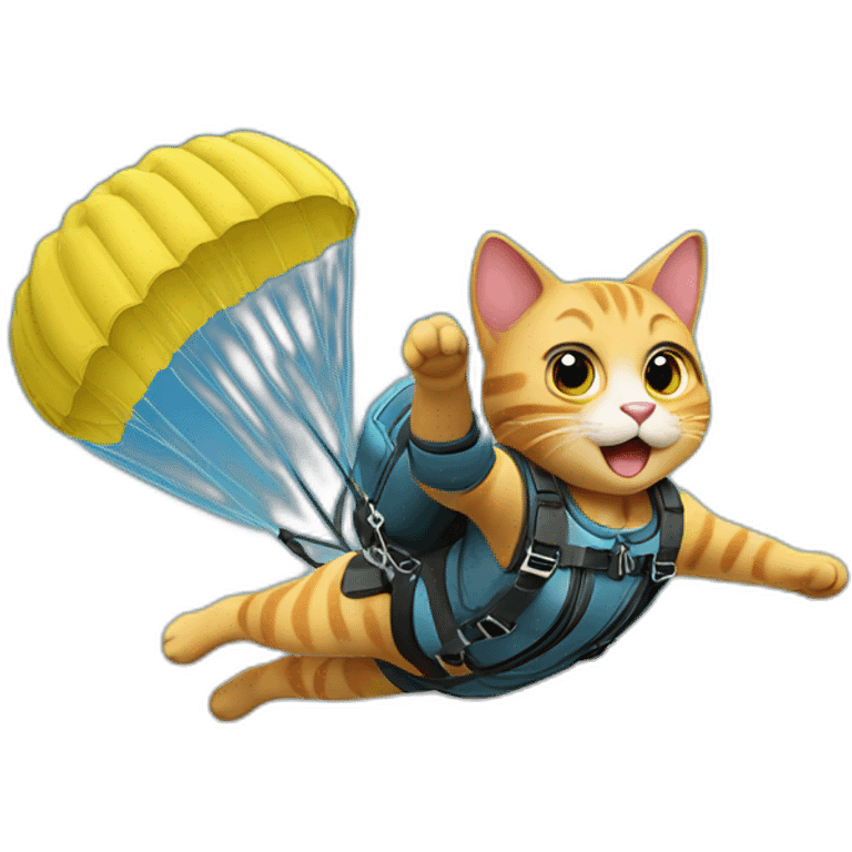 Cat doing sky diving with beautiful background emoji