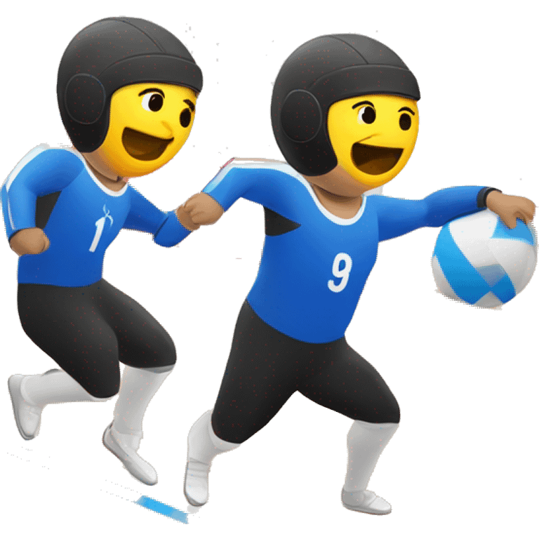 goalball paralímpico, tirado al piso parando el balon con el estomago  emoji