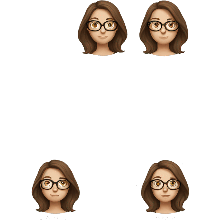 white girl with glasses and brown hair emoji