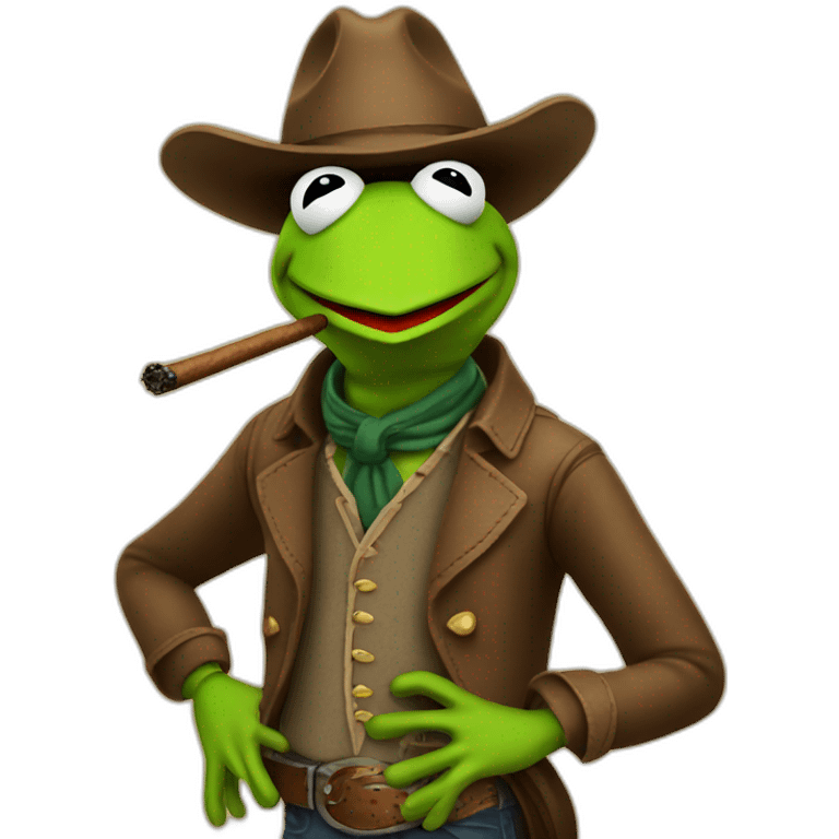 Kermit cowboy with cigar emoji