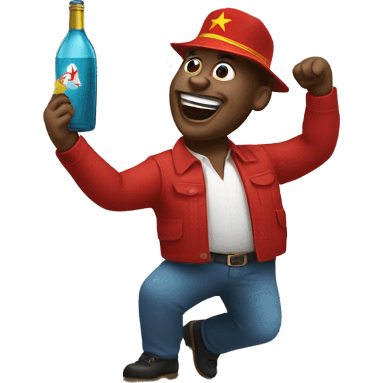 communist with bottle in hand dancing emoji