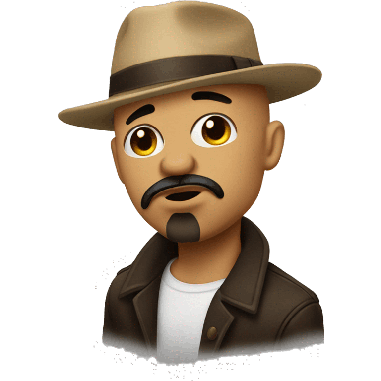 Bald Mexican brown gangster with a goatee doing a kissy face emoji