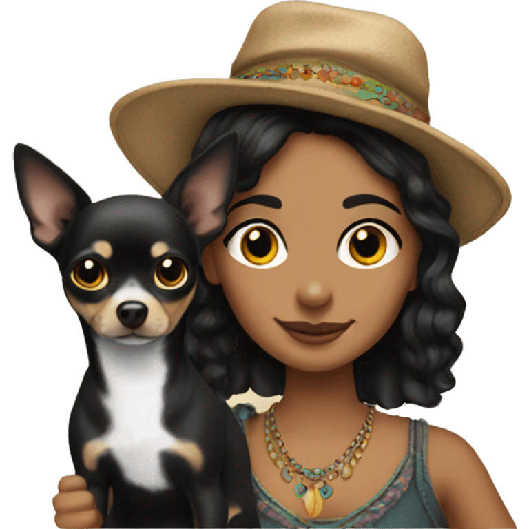 Fair gypsy with black chihuahua emoji