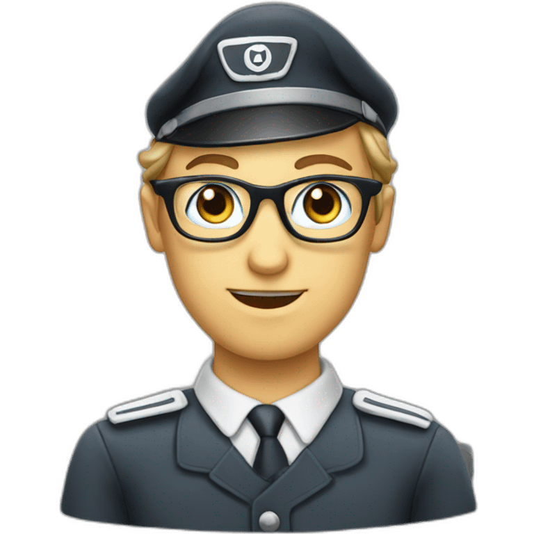 nazi customer service with blue eyes with glasses emoji