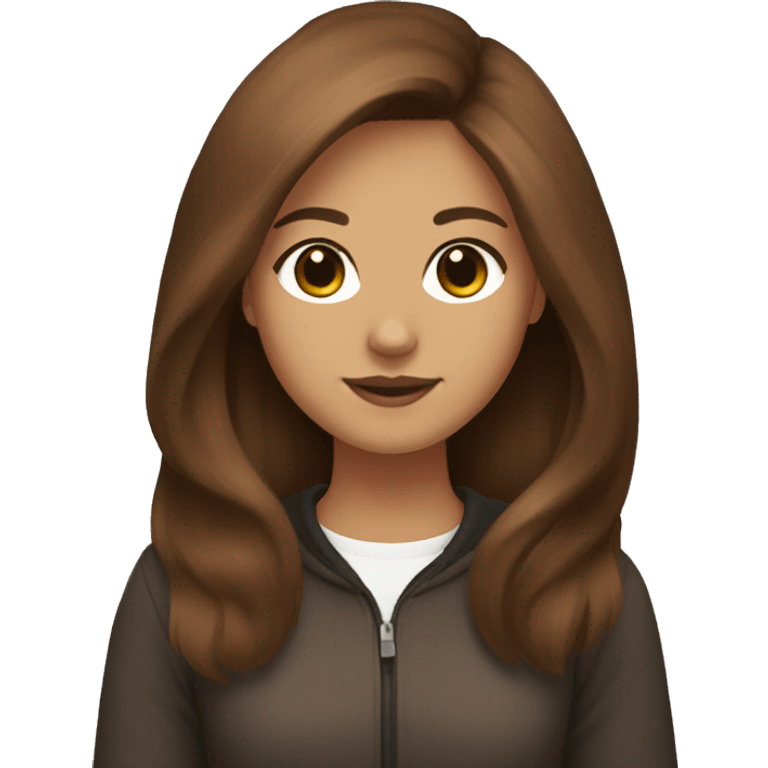 Girl with brown hair and write color  Pomeranian  emoji