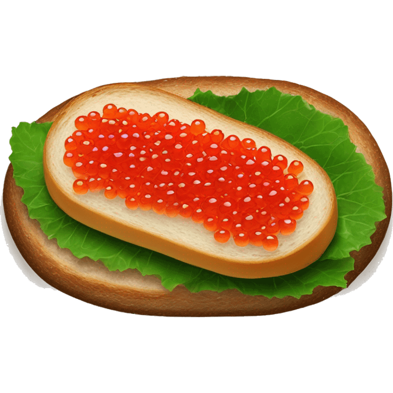 Food red caviar on bread briosh ideal proportions  emoji