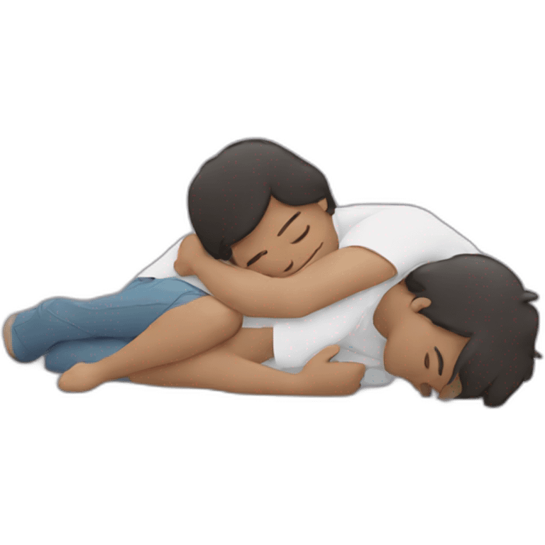 Two people hugging lying down emoji