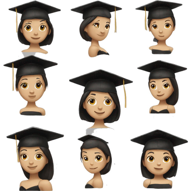 Brunette asian ballerina add a black graduation cap emoji