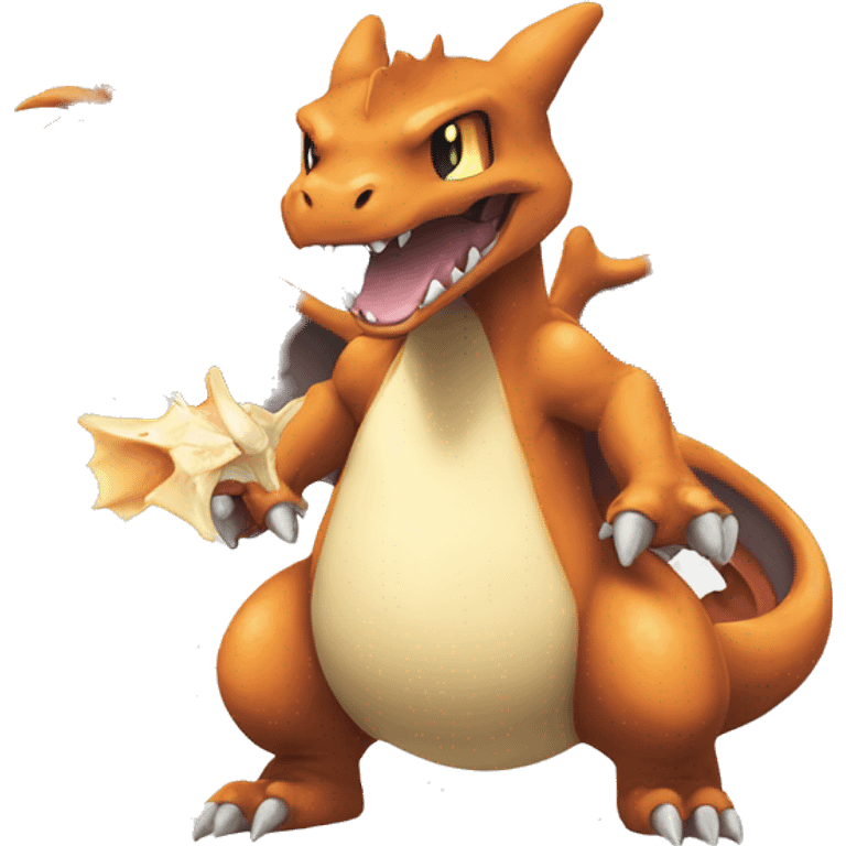 Charizard with a Cubone-skull-face emoji