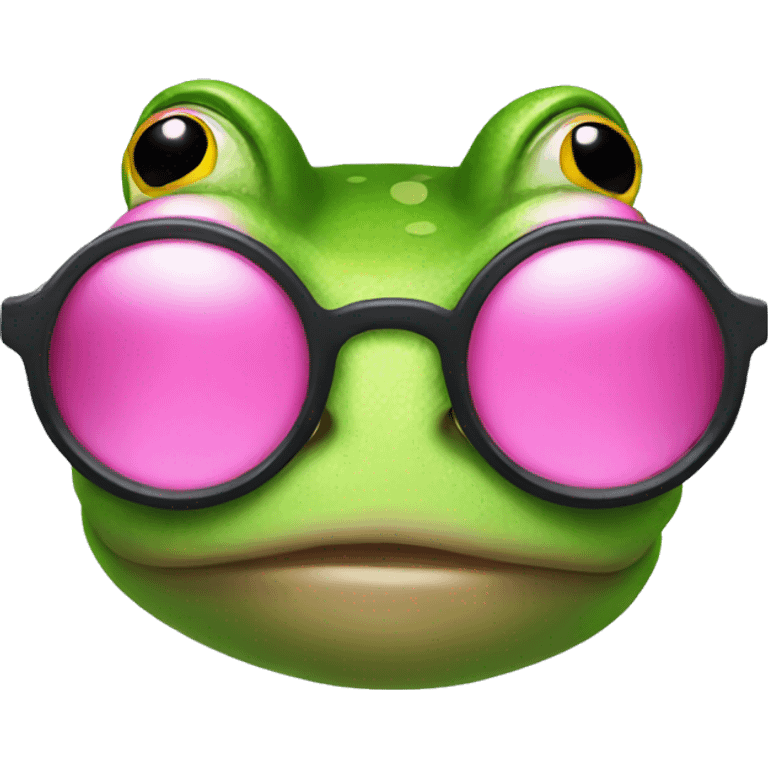 A frog with pink glasses emoji