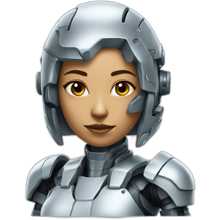 female cyborg with natural chess half body emoji