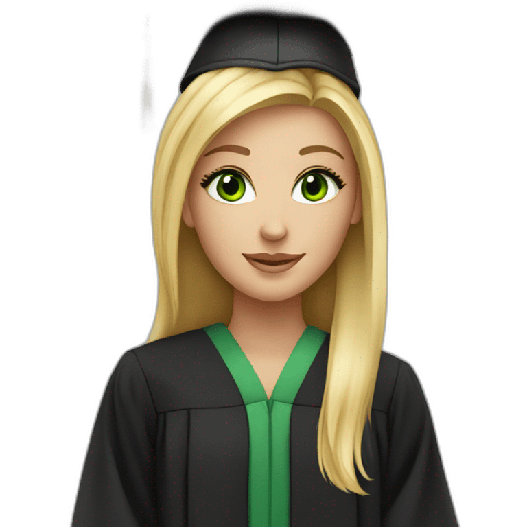 Graduating blonde green eyed girl emoji