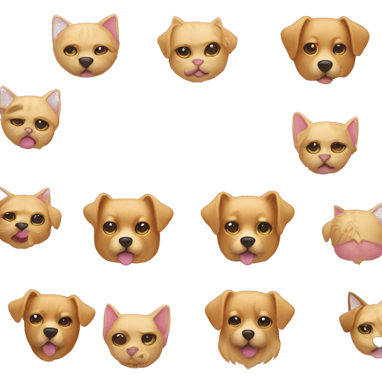 pink and gold cat and dog emoji