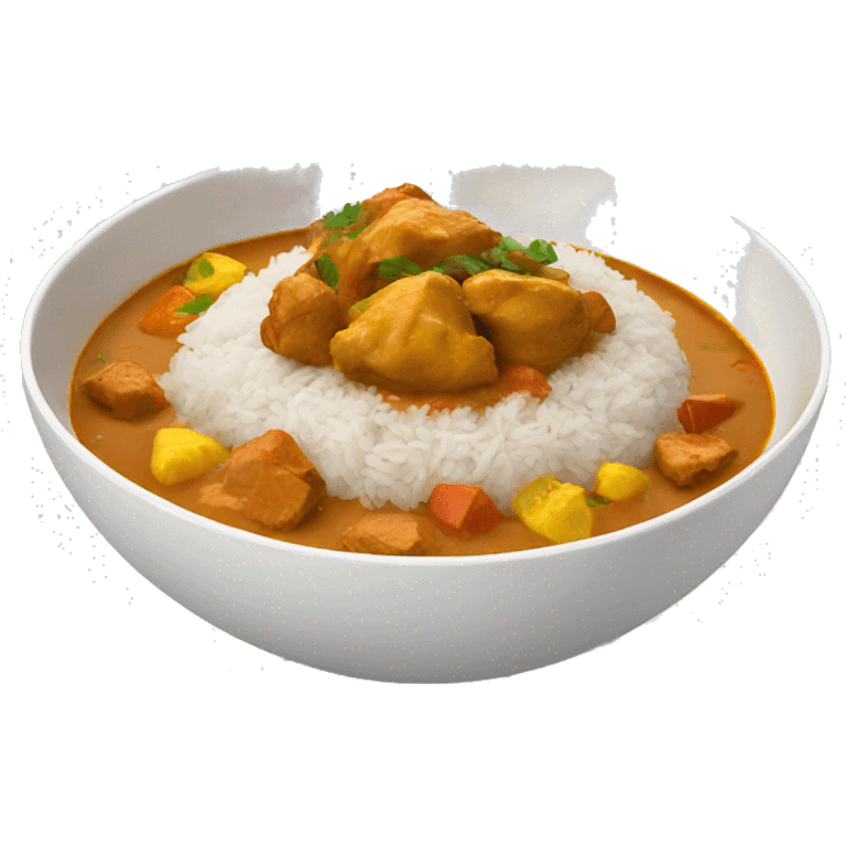 White bowl with chicken curry and rice  emoji