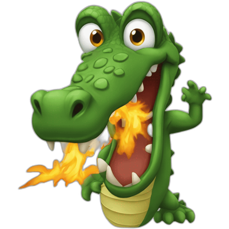 Alligator qui se bat contre dracaufeu emoji