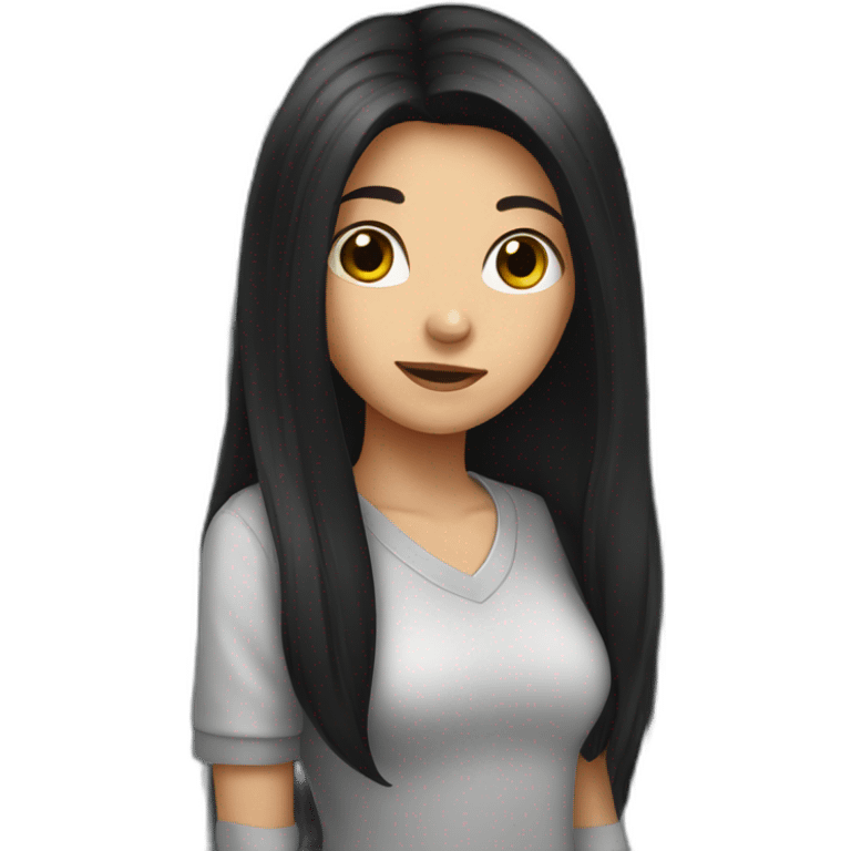 Pretty girl with long dark hair in prison emoji