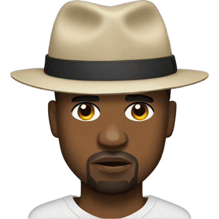 Kanye West wearing a hat emoji