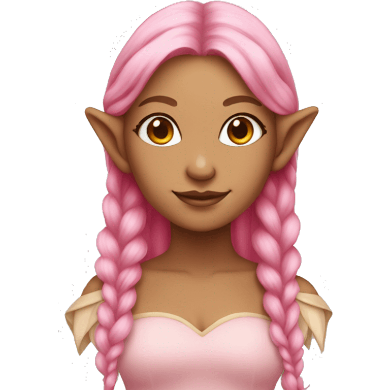 tan-skinned elf girl with pink hair emoji