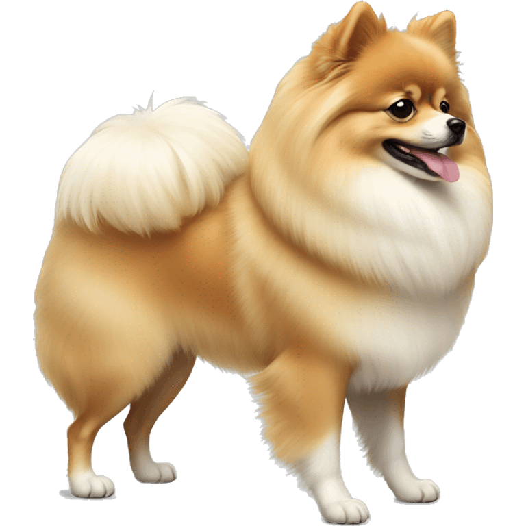 Full-length milk Pomeranian side view emoji