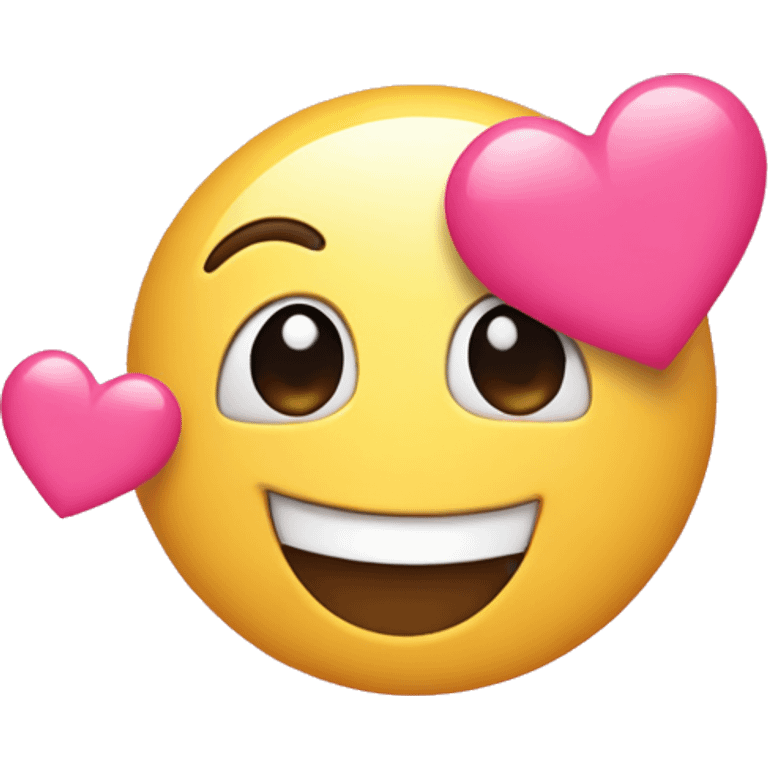 Happy emoji with pink hearts around it emoji