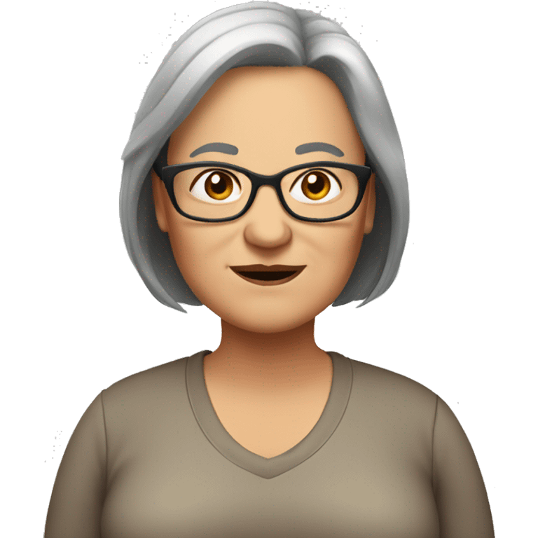 older fat woman with long straight brown hair with glasses emoji