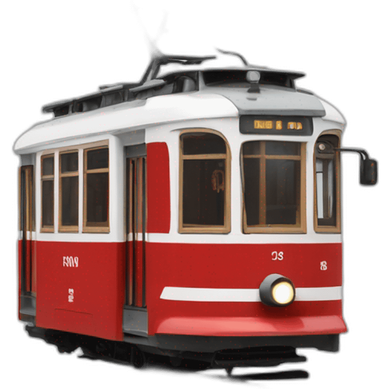 Prague tram red and white old emoji