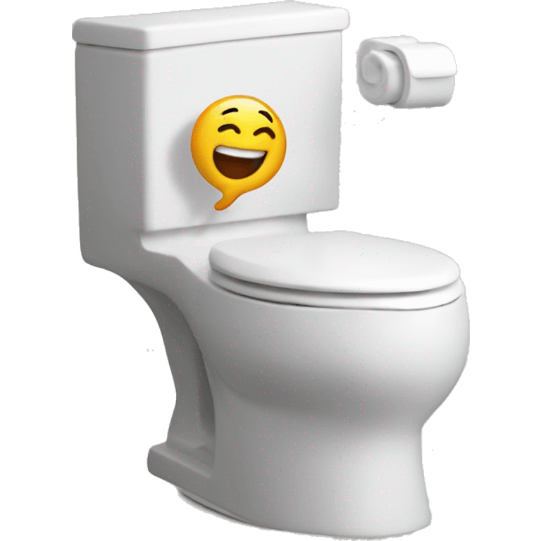 There is a laughing human head on the toilet emoji