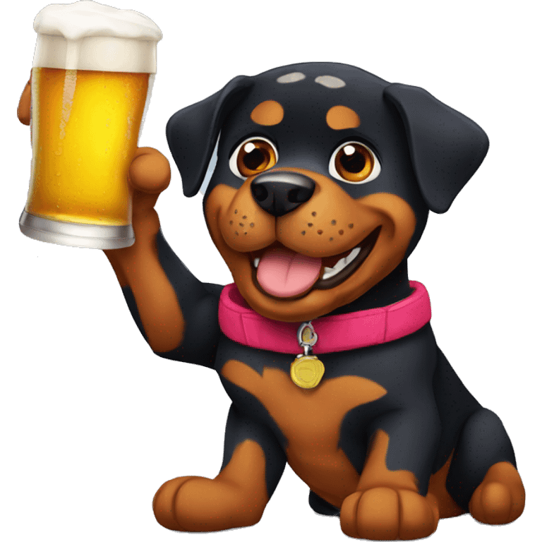 rottweiler with a  beer emoji