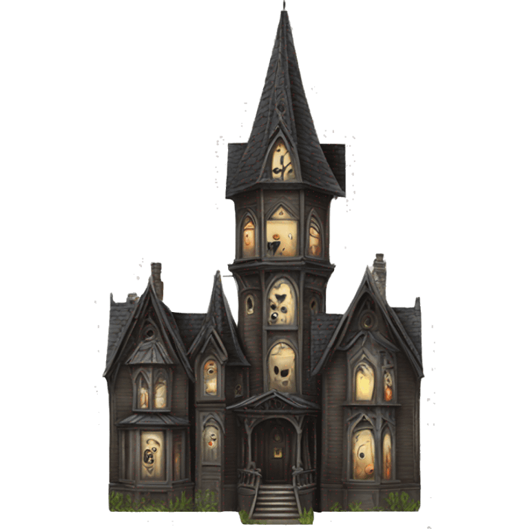 Realistic Huge ornate gothic Cardboard 6 story tall haunted house  emoji