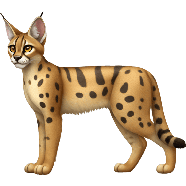 Striped and spotted Lynx-Caracal-Serval full body emoji