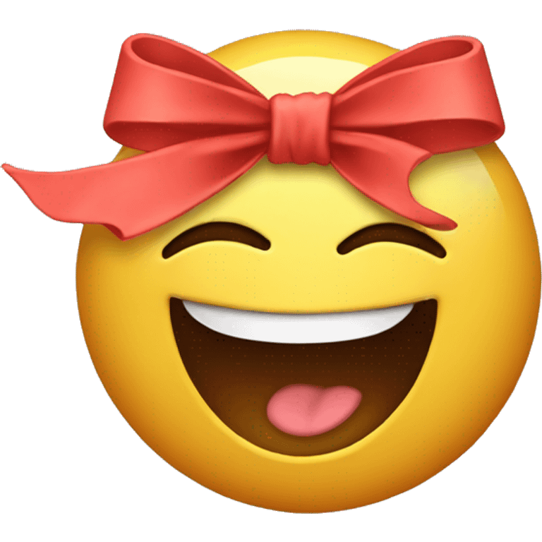 Happy crying emoji with bow emoji