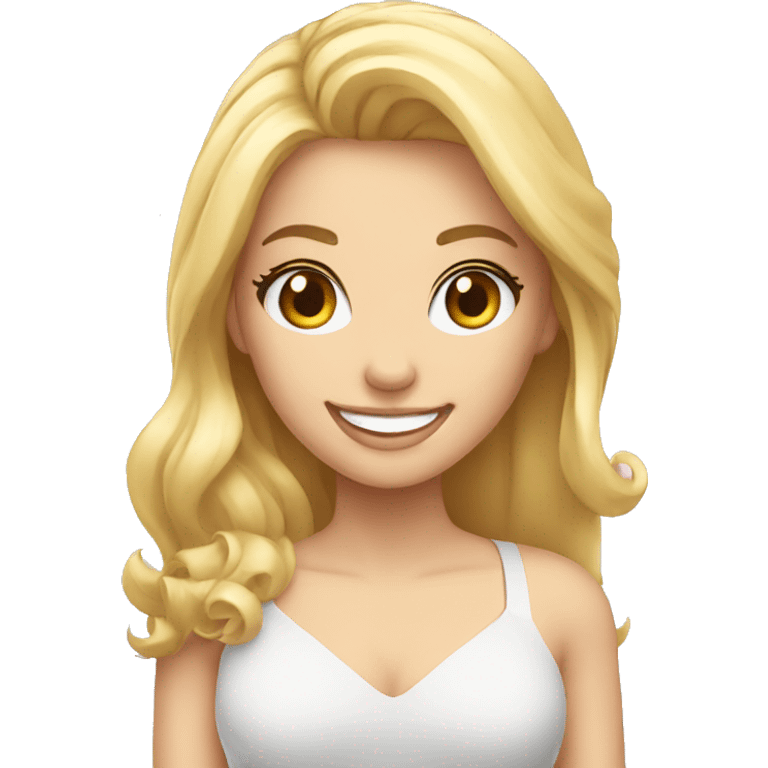 blonde beauty with charming smile emoji