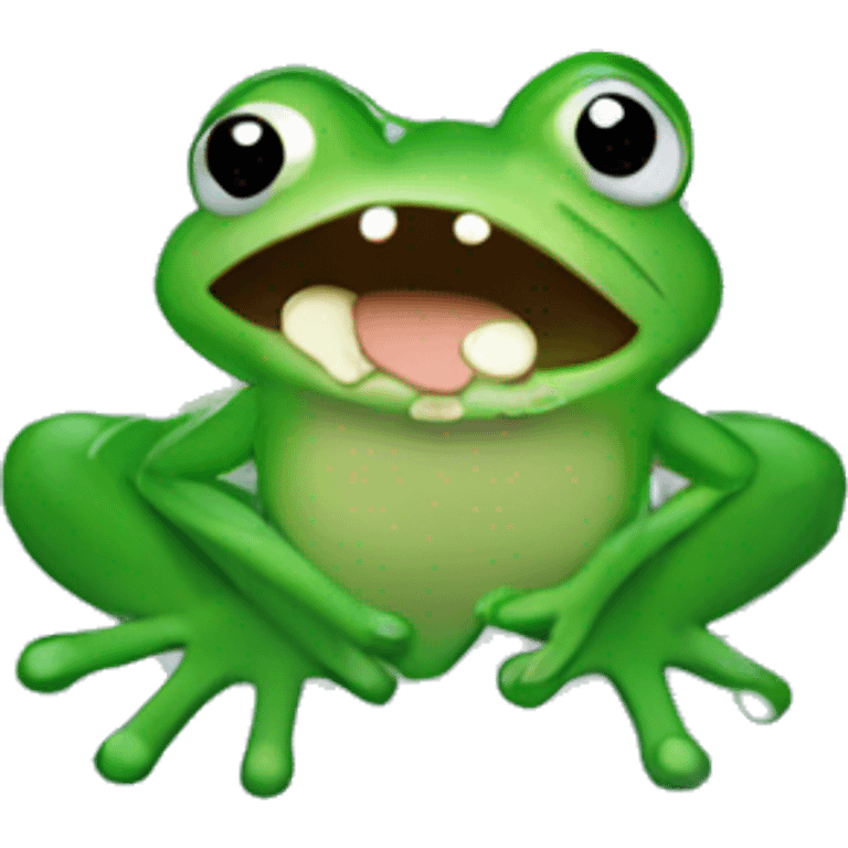 Frog eating snowflake  emoji