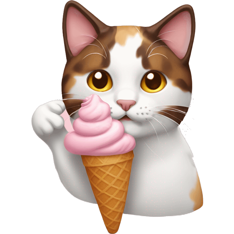 Icecream with calico cat emoji