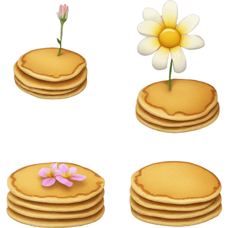 Pancakes with a flower emoji