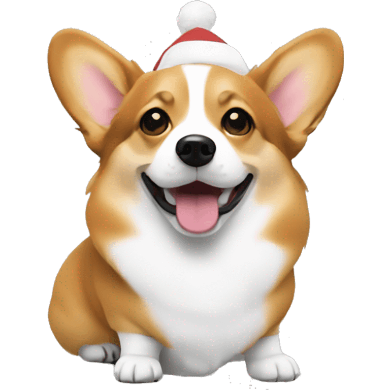 A corgi under a Christmas tree emoji