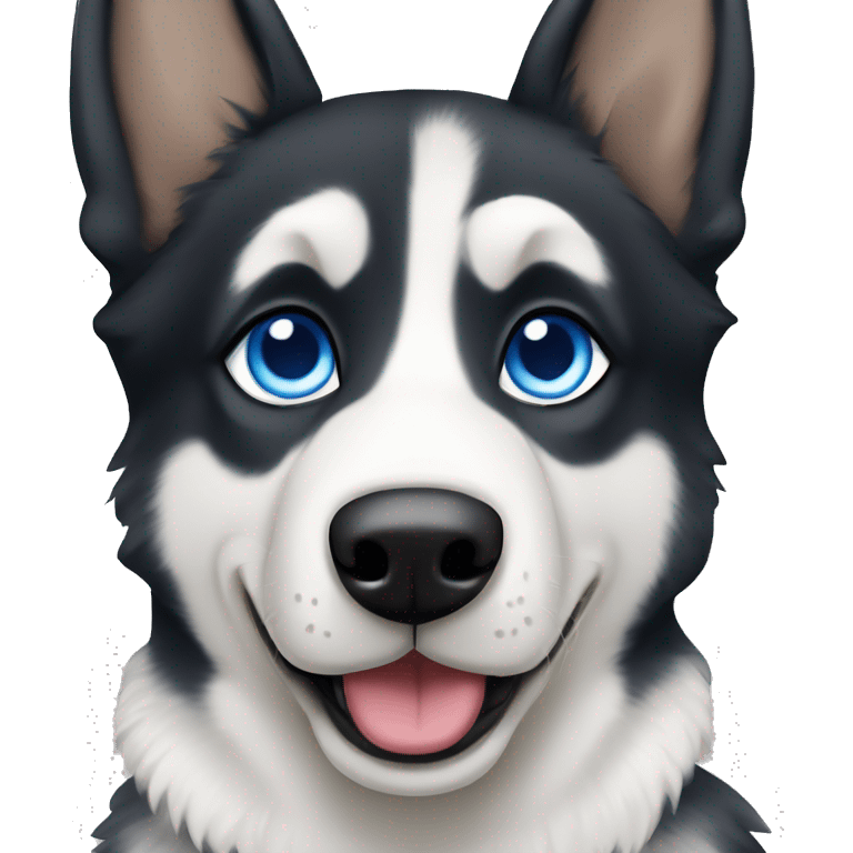 Husky German shepherd with blue eyes and mostl white  emoji