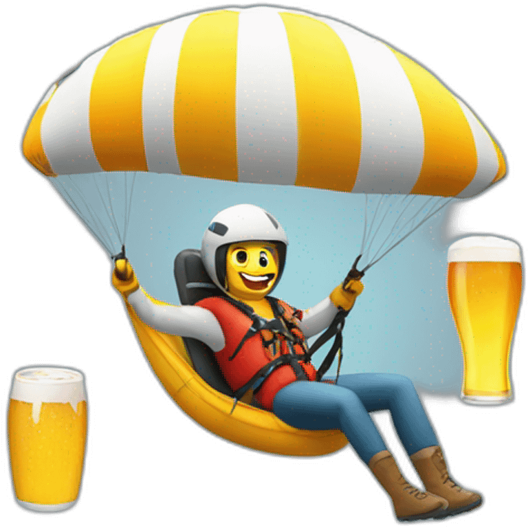 Paraglider with beer emoji