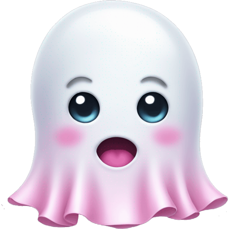 cute ghost with pink bow emoji